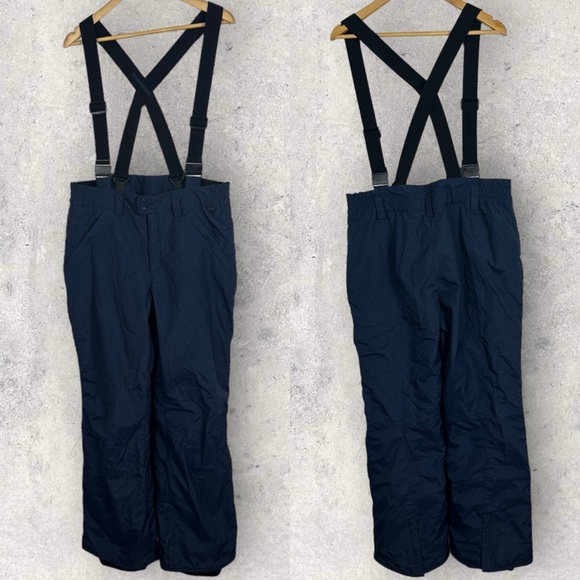 Columbia Navy Blue Bib Snowpants Ski Snow Pants Womens Large Insulated Suspender - Picture 1 of 14